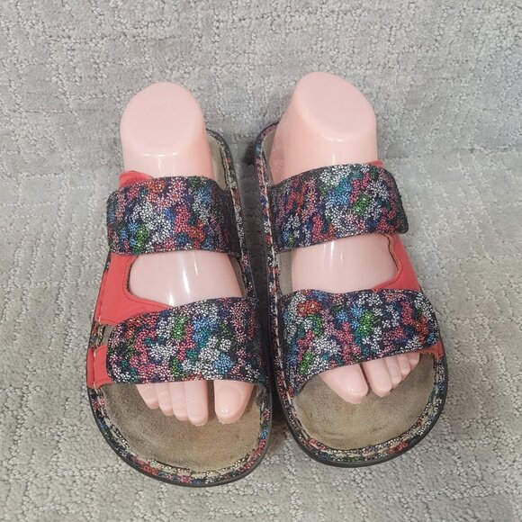 Alegria PG Lite Womens Size 42 Slide Leather Floral Wedge Sandals - Picture 2 of 11